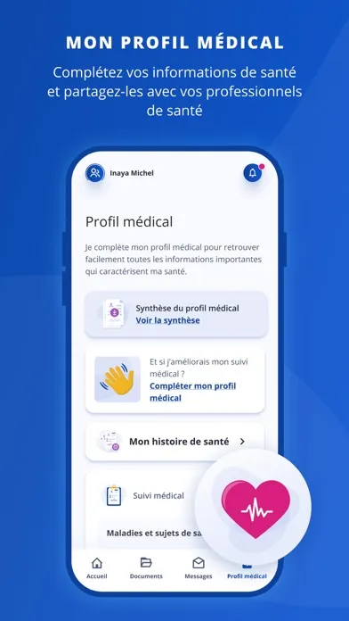 Tangkapan skrin Mon espace santé