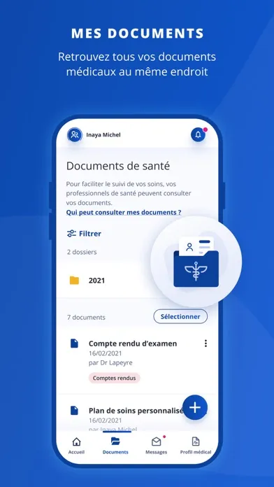 Tangkapan skrin Mon espace santé