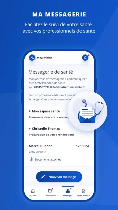 Tangkapan skrin Mon espace santé