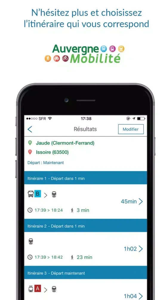 Auvergne Mobilité itinéraire transports Screenshots