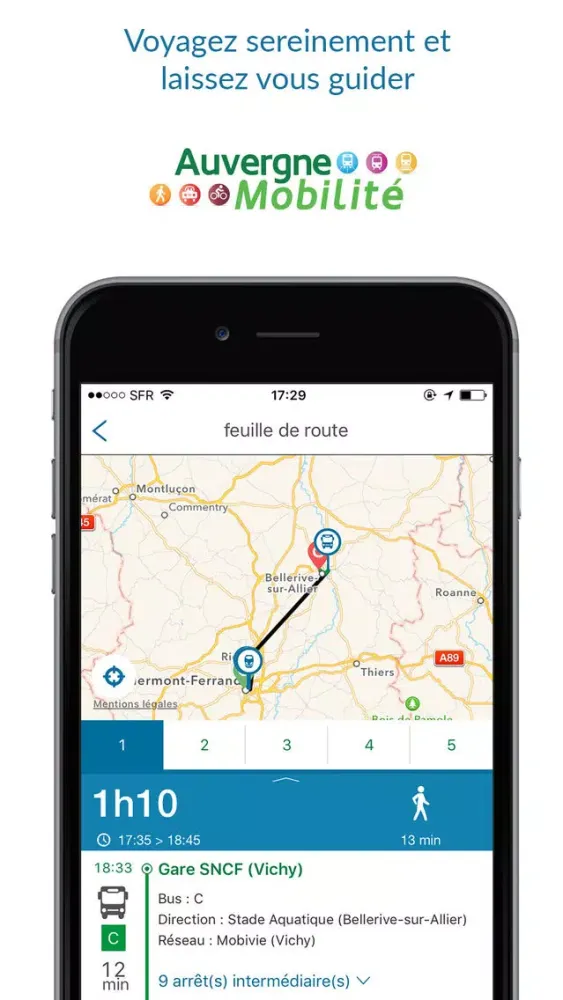Auvergne Mobilité itinéraire transports Screenshots