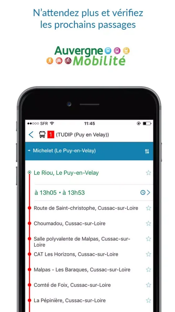 Auvergne Mobilité itinéraire transports Screenshots