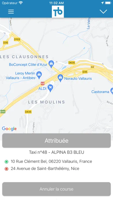 ภาพหน้าจอของ Taxis Bleus