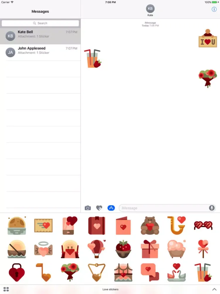 Love stickers pack for valentine's day iPad  स्क्रीनशॉट