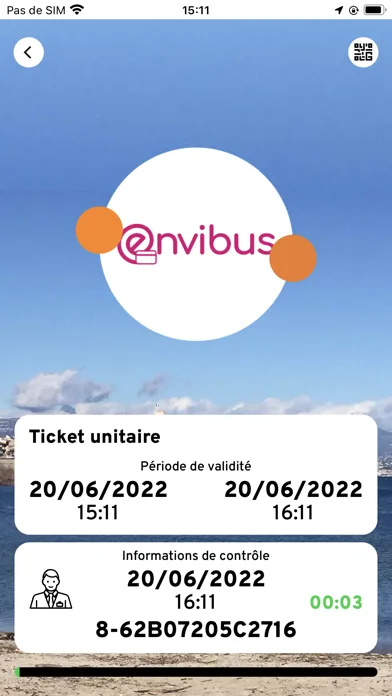 Capturas de tela do Envibus Ticket