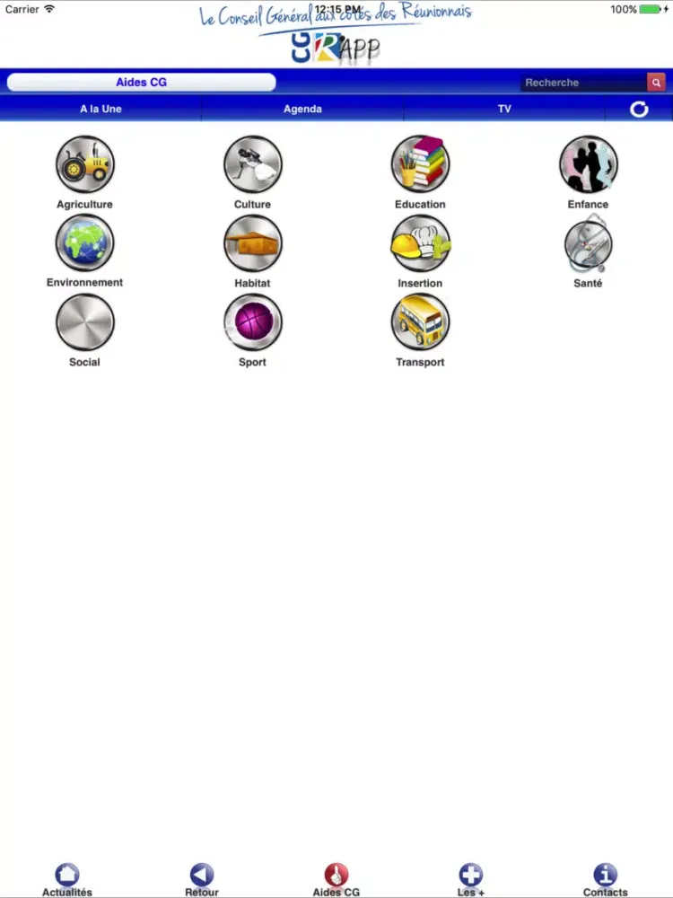 Tangkapan layar CGR'APP iPad 