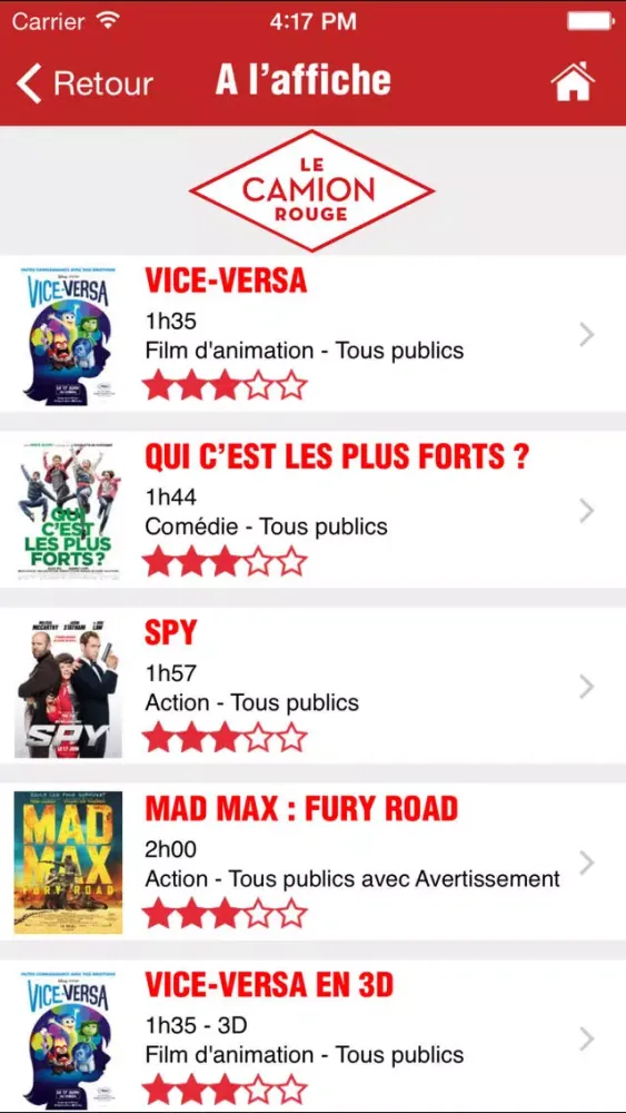 Capturas de tela do Ciné St-Étienne