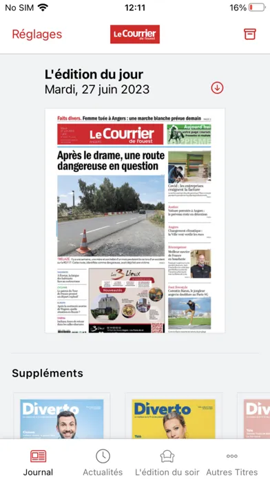 ภาพหน้าจอของ Le Courrier de l'Ouest Journal