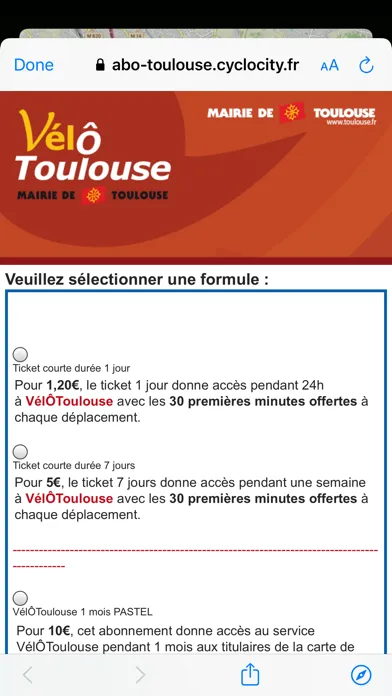 Tangkapan layar Toul'Bike - Vélo Toulouse
