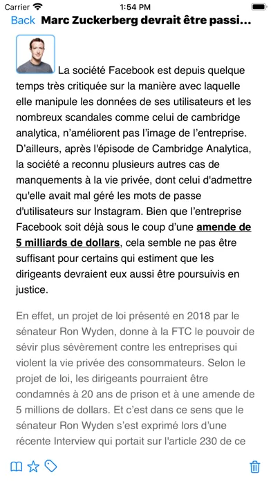 Captures d'écran de Wallabag 2 official