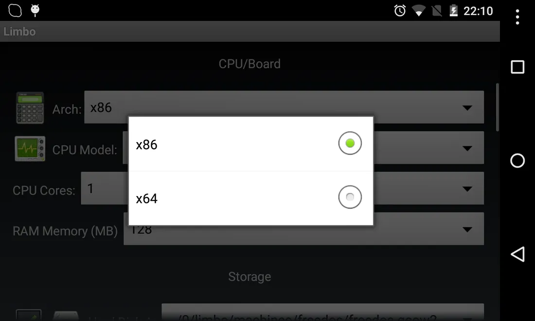 Ảnh chụp màn hình của Limbo x86 PC Emulator