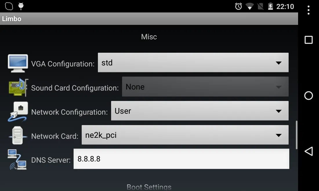 Ảnh chụp màn hình của Limbo x86 PC Emulator