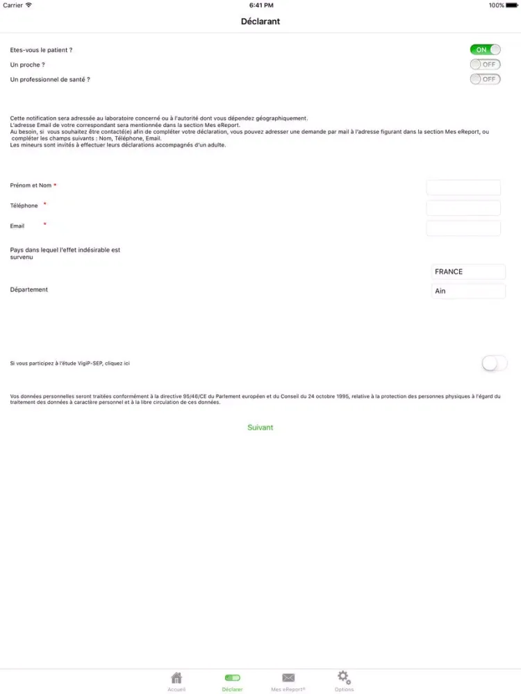 My eReport France iPad  Screenshots