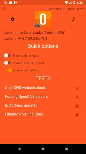 Tangkapan layar OpenDNS Updater