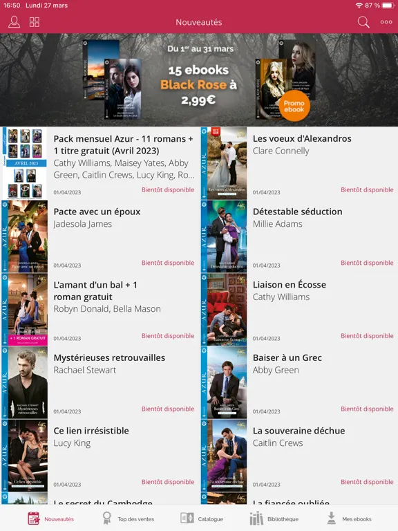 Ảnh chụp màn hình của Harlequin : E-librairie iPad 