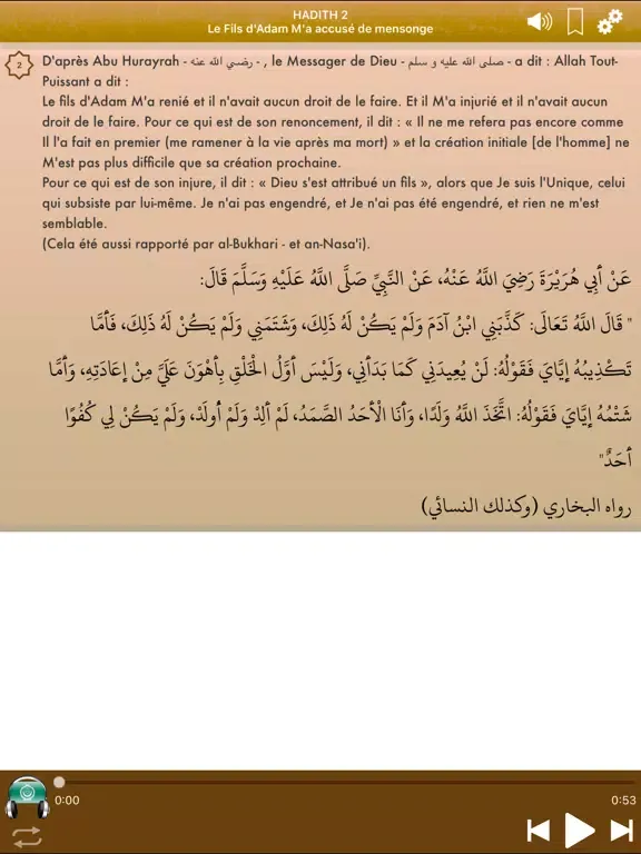 Tangkapan layar 40 Hadiths Qudsi en Français iPad 