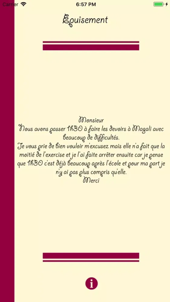 Mots d'excuse سکرین شاٹس