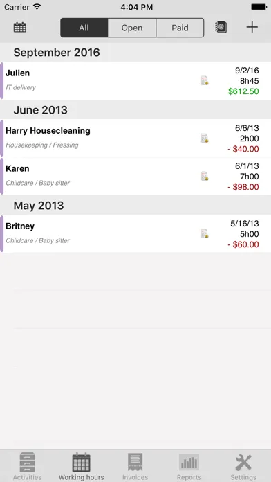 Tangkapan layar Timesheet, my hours