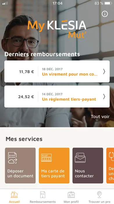Captures d'écran de My KLESIA Mut’