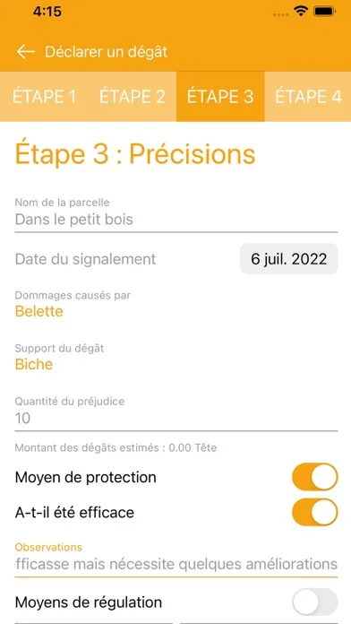 Captures d'écran de Signaler Dégâts Faune Sauvage