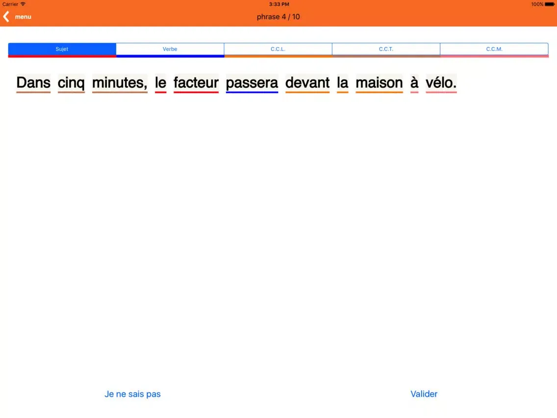 Tangkapan skrin Grammaire CM1 iPad 
