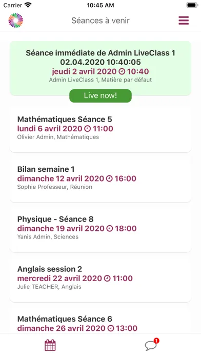 Tangkapan skrin LiveClass