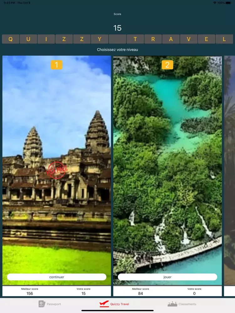 ภาพหน้าจอของ Quizzy Travel iPad 