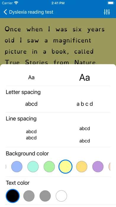 Tangkapan skrin Dyslexia speed reading test iq