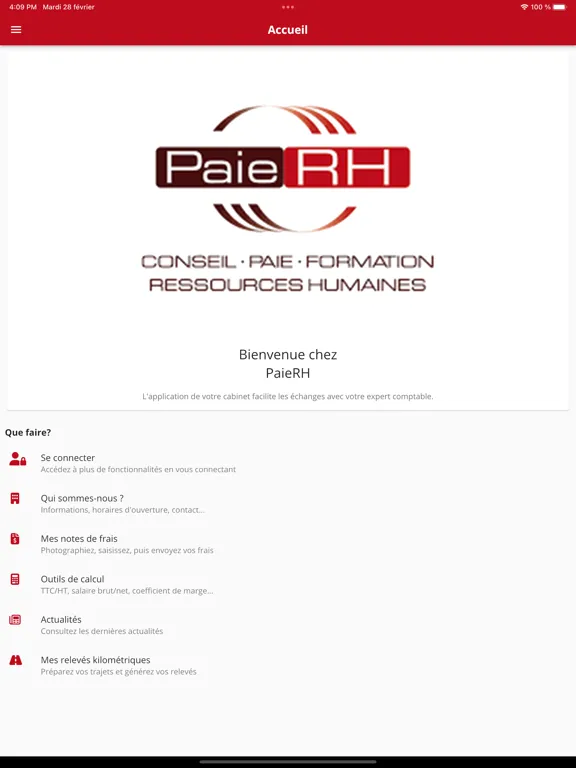 ภาพหน้าจอของ PAIE RH iPad 
