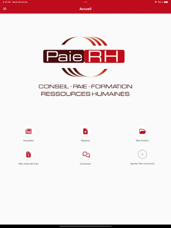 ภาพหน้าจอของ PAIE RH iPad 