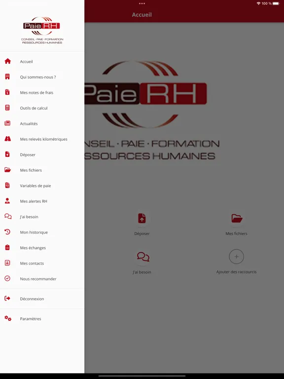 ภาพหน้าจอของ PAIE RH iPad 