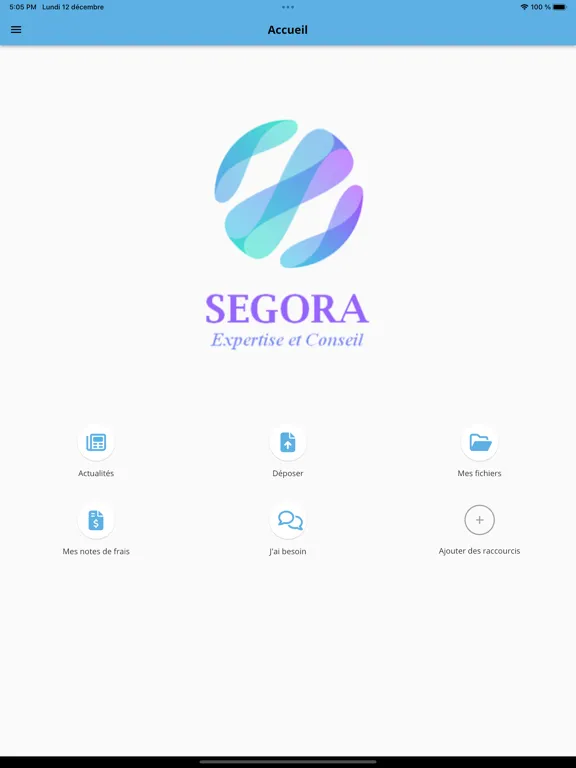 Tangkapan skrin Segora Expertise et Conseil iPad 
