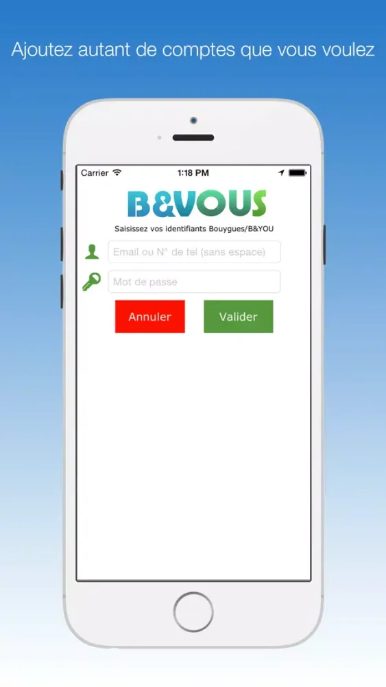 ภาพหน้าจอของ B&VOUS : Suivi conso pour bandyou bouygues premium
