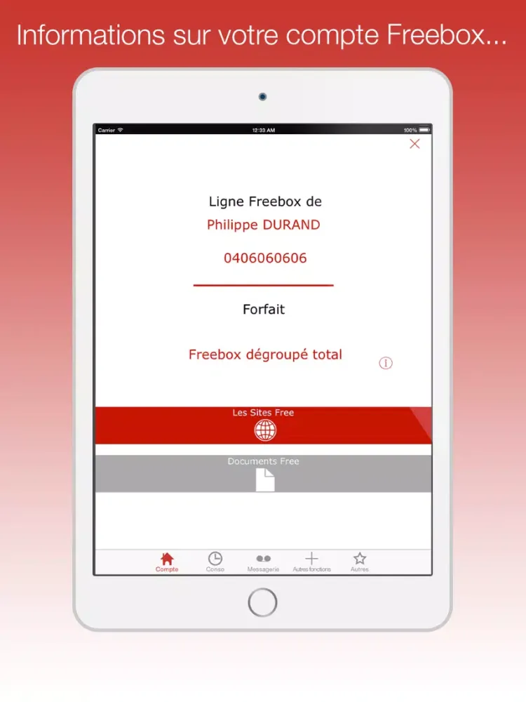 Mon compte Freebox : votre compagnon pour le suivi conso & messagerie free iPad  Ekran Görüntüleri