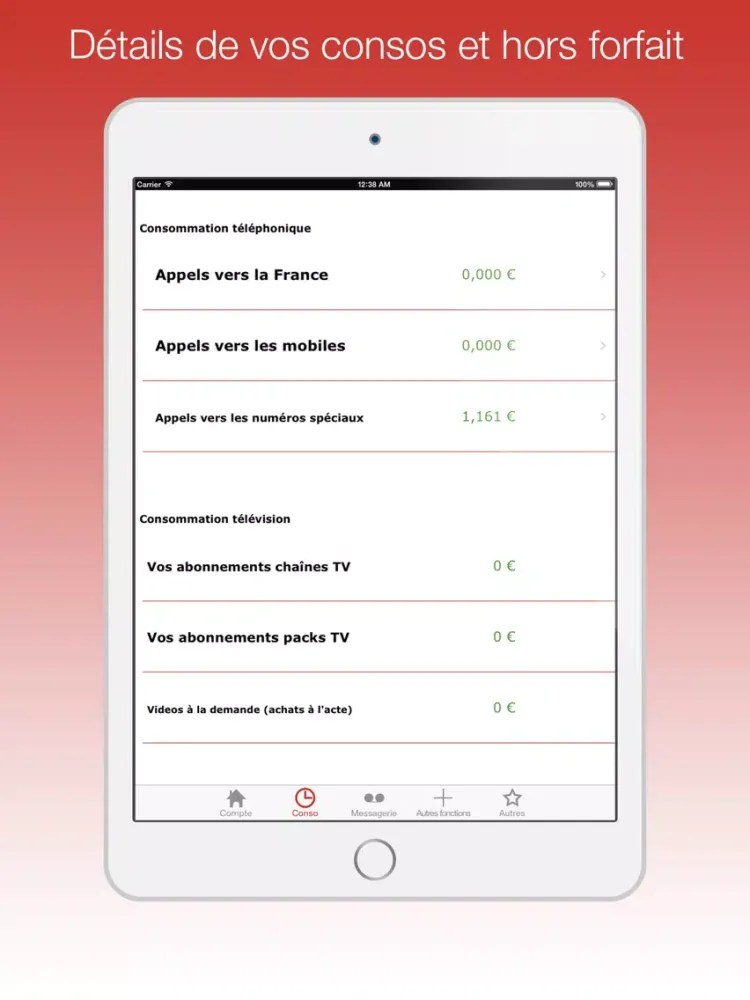 Mon compte Freebox : votre compagnon pour le suivi conso & messagerie free iPad  Ekran Görüntüleri