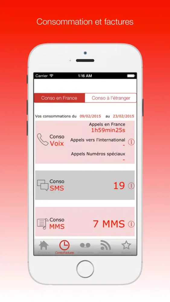 Capturas de pantalla de Mon compte Free Mobile Premium : votre compagnon pour le suivi conso & messagerie
