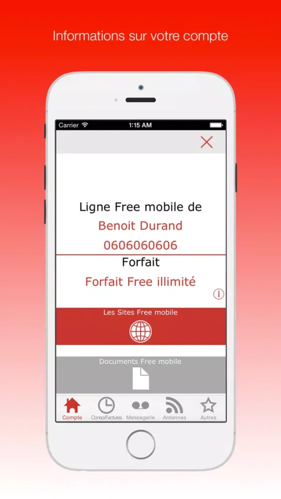 Capturas de pantalla de Mon compte Free Mobile Premium : votre compagnon pour le suivi conso & messagerie