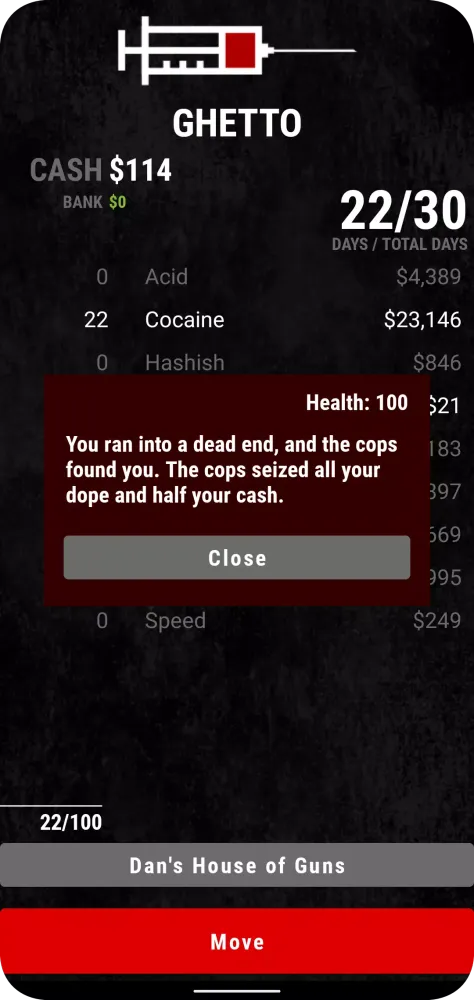 Capturas de tela do Dope Wars Classic