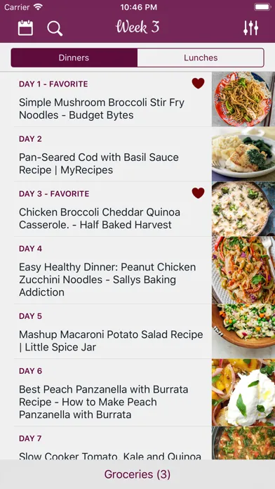Tangkapan layar Weekly Chefs - Meal planner