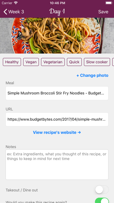 Tangkapan layar Weekly Chefs - Meal planner