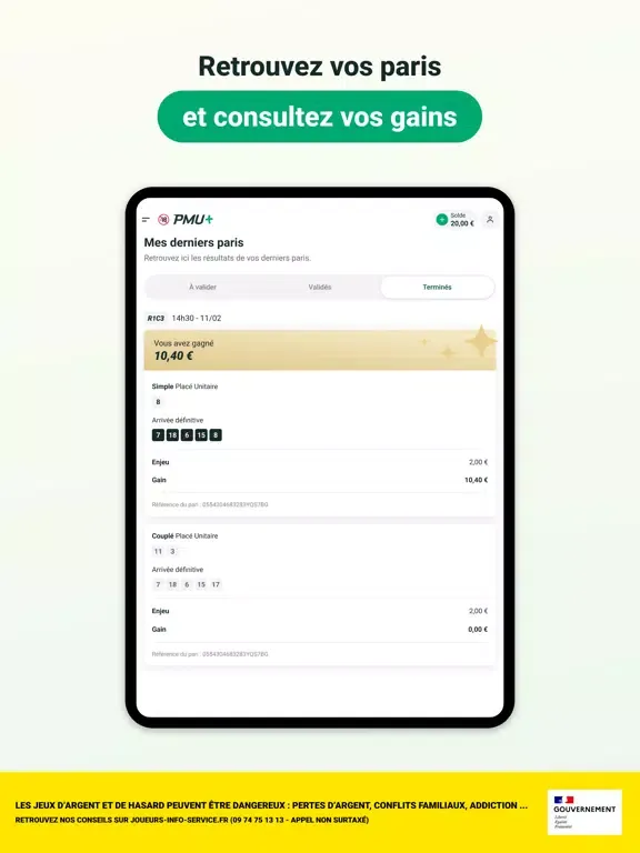 Zrzuty ekranu PMU Point de vente - Turf iPad 