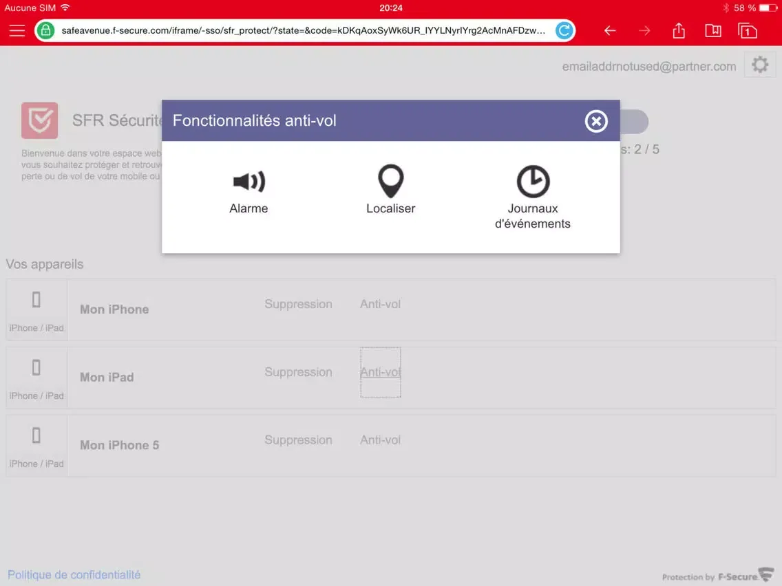 SFR Sécurité iPad  Ekran Görüntüleri