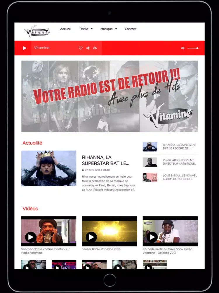 Tangkapan layar Radio Vitamine Officielle iPad 