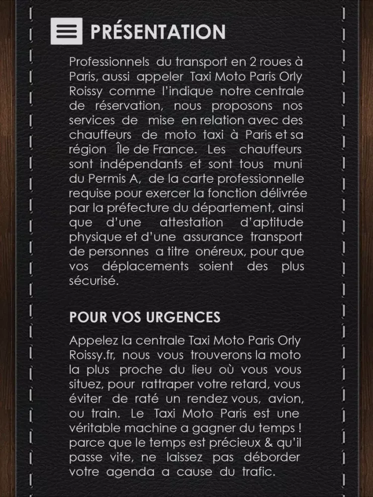 Screenshot di Taxi Moto Paris Orly Roissy iPad 