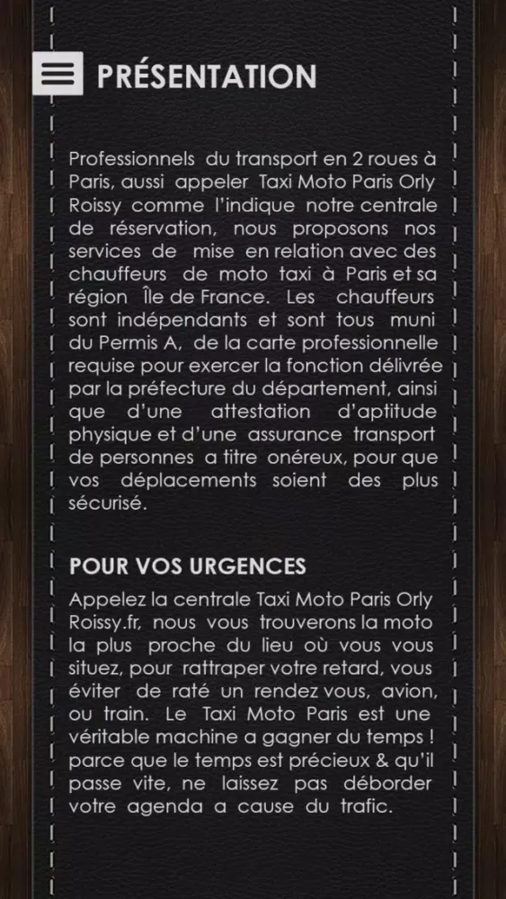 Screenshot di Taxi Moto Paris Orly Roissy