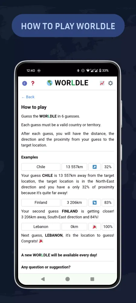 Worldle Screenshots
