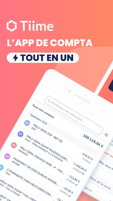 Tangkapan skrin Tiime, entreprendre simplement