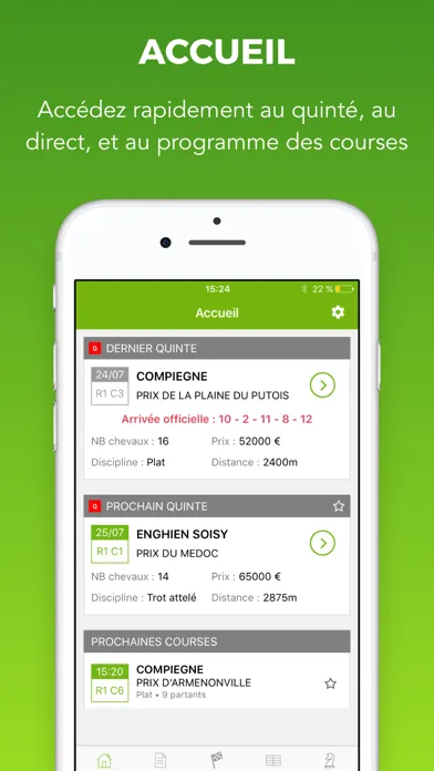 Tangkapan skrin Turfoo Résultats Turf et Prono