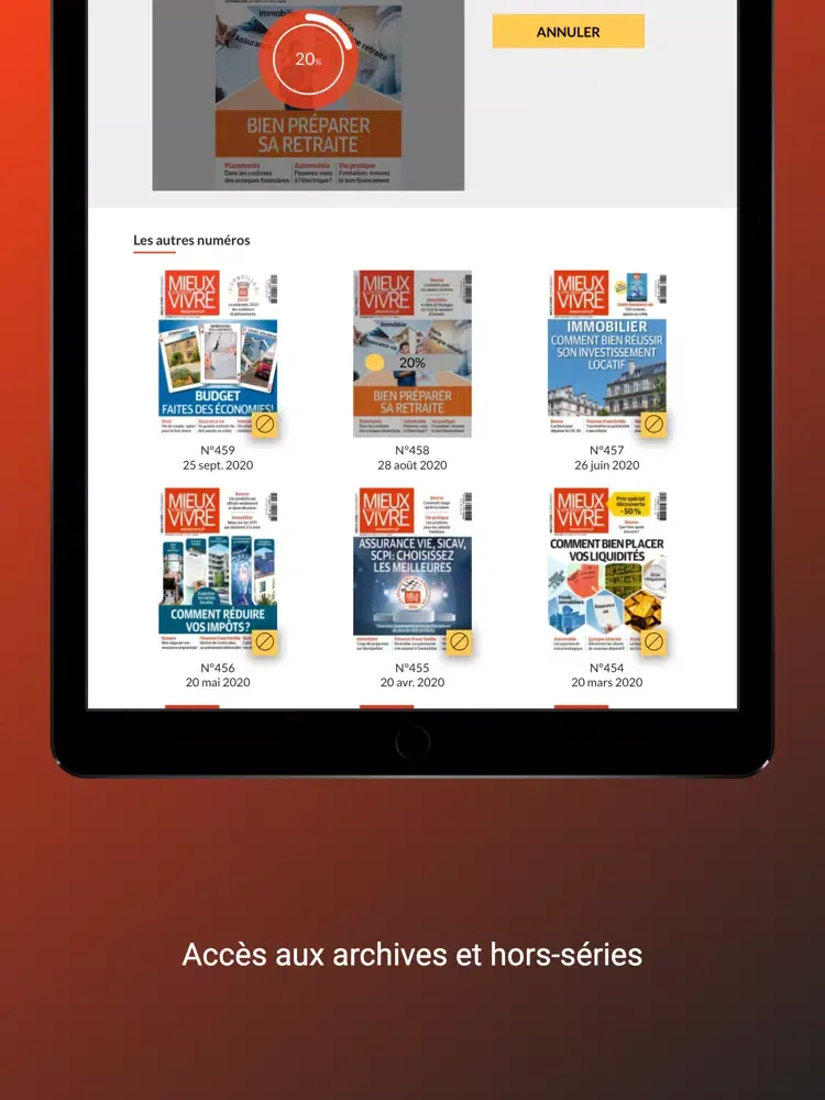 Capturas de tela do Mieux Vivre Votre Argent Kiosk iPad 