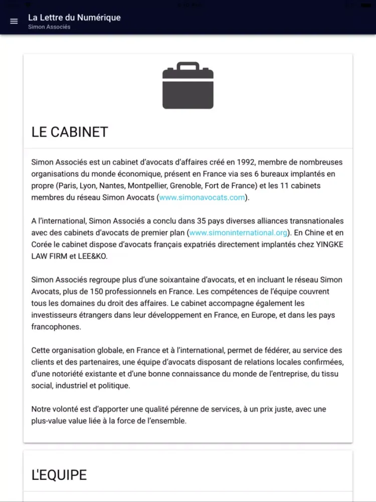 Capturas de tela do La Lettre du Numérique iPad 